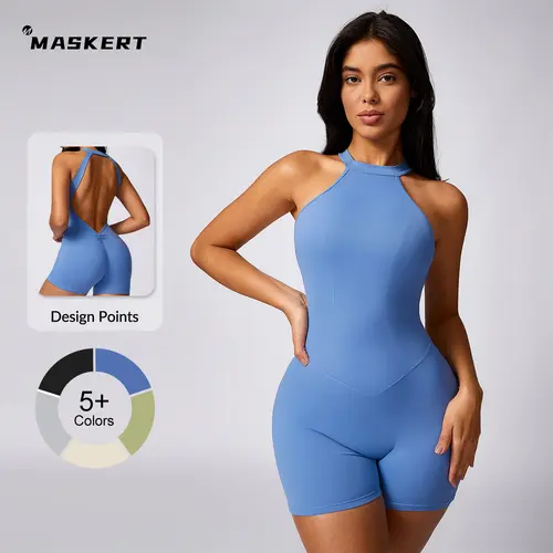 MASKERT Women's Sports Jumpsuit Stretchy Buttery Soft Activewear for Gym & Workout summerwins Yoga Gym Outfit