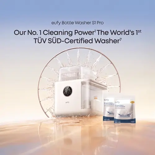 eufy Bottle Washer S1 Pro & Bottle Washer S1,  Built-in Water Softener, All-in-One 3D HydroBlast Washer, 212°F Steam Sterilizer & Thoroughly Fast Dryer, Largest 10-Bottle Capacity, Smart App Control, Hands-Free.FSA-HSA eligible.