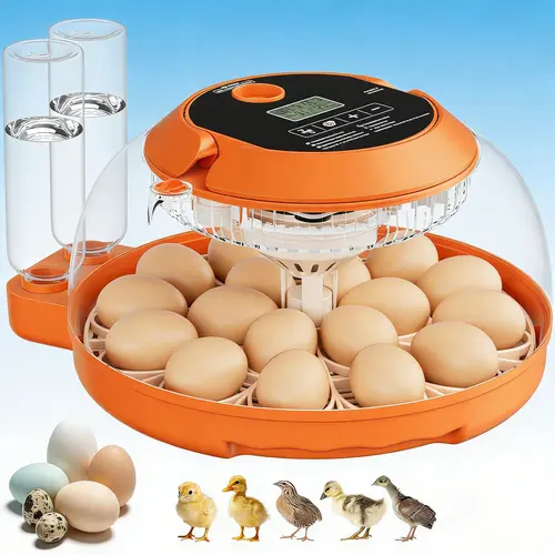 18-Egg Incubator, Fully Automatic with Egg Turner & Temperature/Humidity Control, Clear Lid and Storage, for Hatching Chicken, Duck, Quail Eggs,sohochic