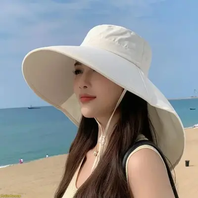 Women's Wide-Brim Sun Hat with Neck Flap - Hats for Women, UPF 50+ UV Protection, Breathable Summer Outdoor Accessory, Adjustable Chin Strap, Ideal for Hiking, Traveling (Mother's Day),summerwins