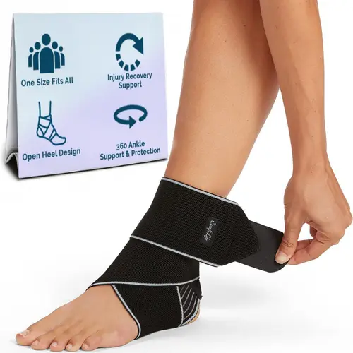 ComfiLife Unisex-Adult Orthopedic Ankle Brace - Nylon Adjustable Compression Wrap, Breathable Support Sleeve, Plantar Fascia Aid for Ankle Sprain, Tendinitis, Swelling Relief, Prop 65 Safe, Universal 1 Size, One Size