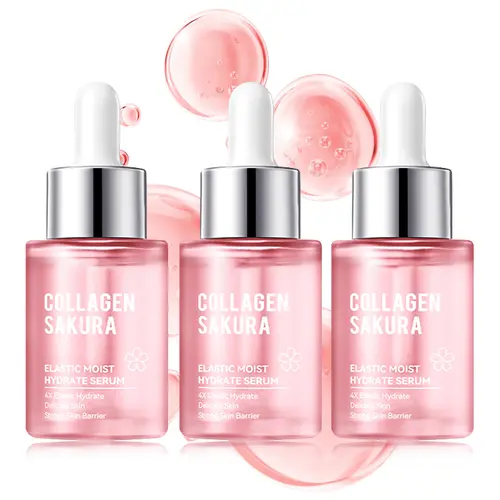 Collagen Sakura Elastic Serum - 30ml Dropper Skincare for Dull Skin, Uneven Tone, Fine Lines, Dry Skin, Pore Care, Barrier Repair, Women's Morning Routine Gift (Serums & Essences)