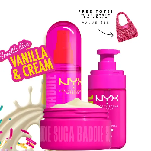 [NEW] Suga Baddie Ultimate Body Care Set, Shimmer Body Oil + Whipped Body Butter + Hair & Body Mist, 24H Hydration— NYX Professional Makeup