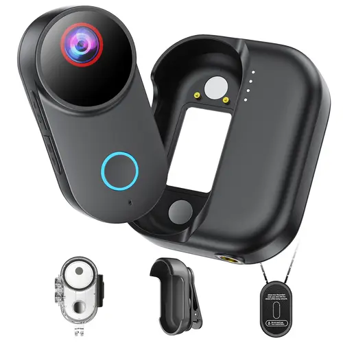 NUlSK Adventure Thumb Camera, 4K Ultra HD with 6-Axis Stabilization, Water Resistant, 5-Hour Battery Pack, Helmet/Bike Mount, Pre-Record Loop Recording, Ideal for Action Sports, TikTok Videos,Vlogging Card Water Proof,Anti-Shake