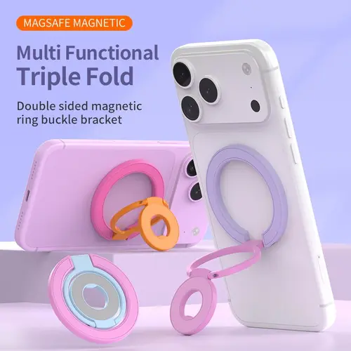 Gradient Color Cellphone Holder - Adjustable Phone Stand, Dual Magnet Hold, Folding Fold-Flat Stand, 360-Degree Rotation, Magnetic Grip, Easy Installation & Removal, Decoration Accessory for iPhone, Samsung, Android Phones