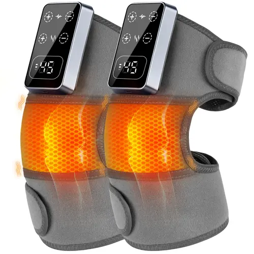 Cordless Heated Knee Massager with Heat + Motor - Adjustable Strap Knee Brace, 5 Temperature Levels, 3 Massage Modes, Relaxing Gifts for Adults for Valentine’s Day, Father’s Day