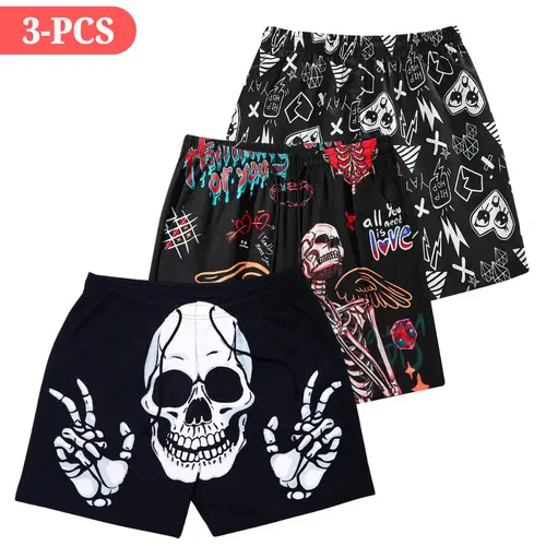 Men's 3-Piece All Over Print Side Pocket Athletic Shorts - Pullstring Tie-Up, Quick Dry, Regular Fit, Hot Weather Essential for Summer Fitness Running, Beach Days to City Walks