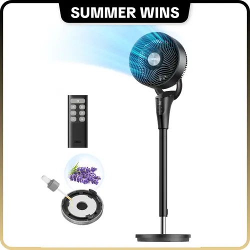 dealsforyou|DREO Bedroom Fan, 2026 Upgraded, 90ft Airflow, 20dB Quiet, 90° Oscillating Standing Fan for Whole Room, DC Motor, 8+ Speeds, 3 Modes, 38-42" Adjustable Height, 8H Timer, 105° Manual Vertical Tilt