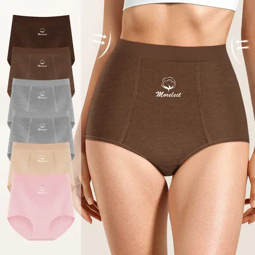 Morelect Women's High Waisted Cotton Fitted Briefs - 4/6/8-Pack Basic Plain Full Cover Casual Soft Panties for Women, Lightweight Breathable Everyday Summer Underwear
