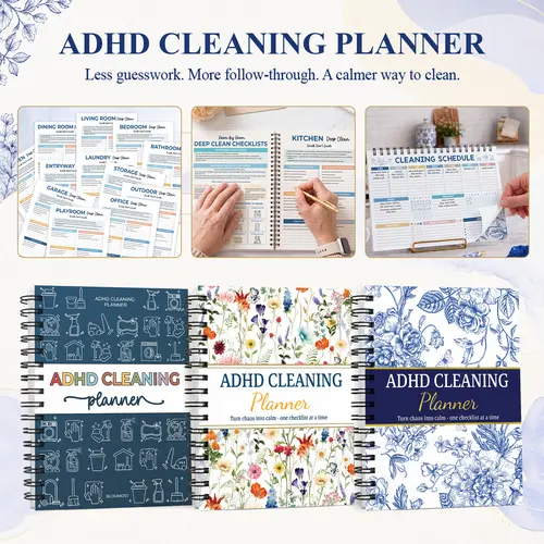 ADHD Cleaning Checklist, Cleaning Schedule & Organizer For ADHD, Stress-Free Household Cleaning With Daily, Weekly & Monthly Checklists, Task Breakdown For ADHD Minds, Durable Pages For Easy Organization, Perfect Gift For Busy People