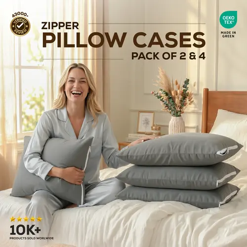 Utopia Bedding Zipper Pillowcase Set (2 & 4 Pack) - Soft Microfiber Bedding Supplies Pillow Protector, Full Zipper Closure, OEKO-TEX Certified, Shrink & Fade Resistant, Breathable