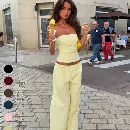 Street Style Fashion Top & Loose Long Pants Set, Casual Summer Two-Piece Outfit for Women, Everyday Streetwear, Comfortable and Stylish Clothes