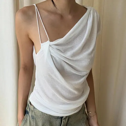Women's Solid Color Asymmetrical Twist Cami Top, Backless Slim-Fit Minimalist Style for Daily Outings
