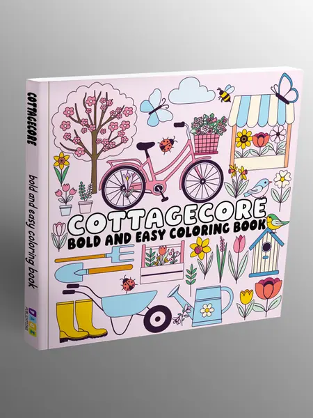 Page Publications Paperback Children's Activity Coloring Book - Cottagecore Illustrations, Bold Designs, Beginners-Friendly, Stress-Relieving Gift for Nature Lovers