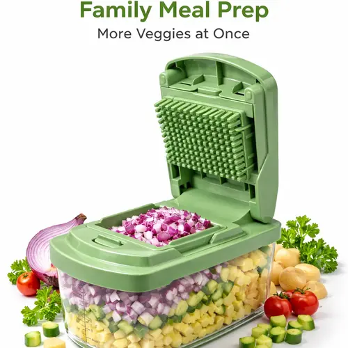 Kitexpert XL Vegetable Chopper with Container - All-in-1 Kitchen Utensils for Food Prep, Mandoline Slicer, Onion Cutter, Cheese Grater for Family Meal Prep Chopping