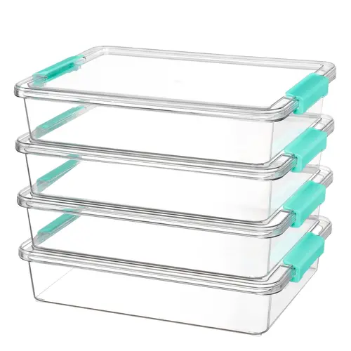 【Live Only】Vtopmart 6 Qt Plastic Storage Bins with Lids, Clear Sensory Bins, Arts Crafts Organizers and Storage, Stackable Containers for Home Office and School Supplies, Box Set Storage Bins With Lids