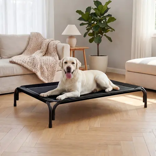 【tiktokshopbacktoschool】 Cozila Classic Raised Dog Bed for Large Dogs - Breathable Mesh Top Metal Frame Cooling Pet Cot, Non-Slip Stable, Portable Plaid Snap Design for Indoor & Outdoor Camping Use, Back to School Pet Lover Essentials