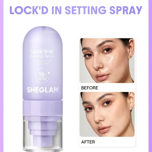 【FREE SHIPPING】SHEGLAM Lock'd In Setting Spray Long Lasting Makeup Fixing Spray Oil Control Waterproof Smudge Proof Lightweight Hydrating Fine Mist Face Setting Spray for All Skin Types Matte Finish