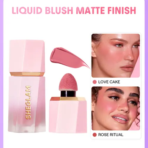 SHEGLAM Color Bloom Liquid Blush Lightweight Dewy Finish Liquid Blusher Natural Flush Buildable Pigment Long Lasting Hydrating Smooth Blendable Flawless Beauty Cosmetics