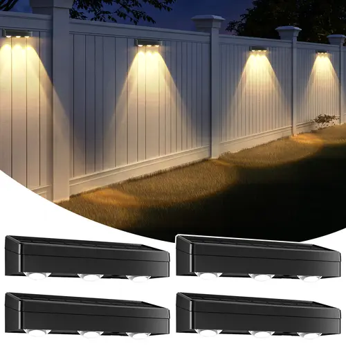 MATULSA 4/6/8 Packs Solar Fence Lights, Waterproof Solar Wall Lights with 3 Modes for Deck, Step, Stairs, Balcony, Yard, Patio #SummerVibes,campingessentials,outdoorfurnitureset,campinggear,dorm essentials,home decor,home essentials,camping essentials
