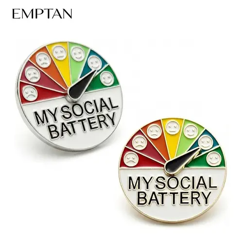 EMPTAN 2PCS Social Battery Slider Pin, Funny Interactive Mood Pin Brooch Enamel Pins, Cute Expression Mood Pins 7 Days a Week for Backpacks Clothing Hat Bags Scarves, Back to School Gifts,back to school,back to school haul