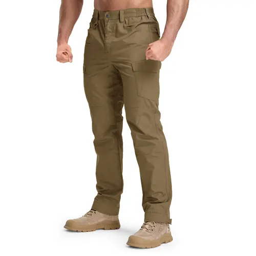 GOPUNE Men's Work Cargo Pants Tactical Pants Lightweight Multi-Pockets Water Resistant Durable Trousers,For Fishing Hiking Outdoor Caming and Daily Wear Menswear Beige