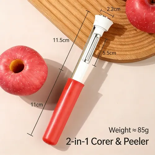 2-in-1 Stainless Steel Apple Corer Peeler Tool Multifunctional Fruit Vegetable Corer Remover Kitchen Gadget Sharp Durable Blades Easy Clean Dishwasher Safe Utensils Sturdy