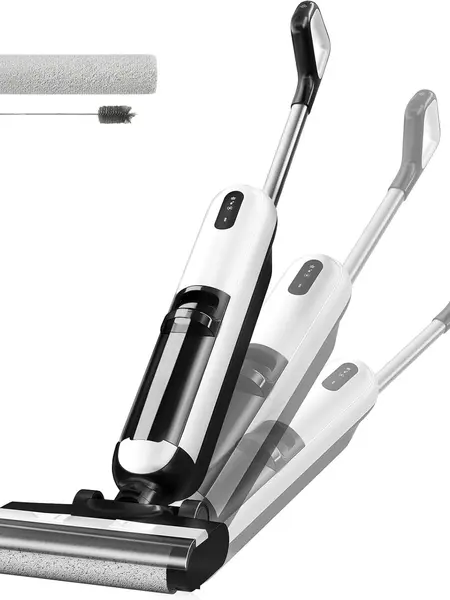 Cordless Electric Floor Mop Vacuum, Wet Dry Vacuum Mop Combo with Self-Cleaning, Dual Tank System, Edge Cleaning for Hardwood Tile Laminate Floors, 25 Min Runtime