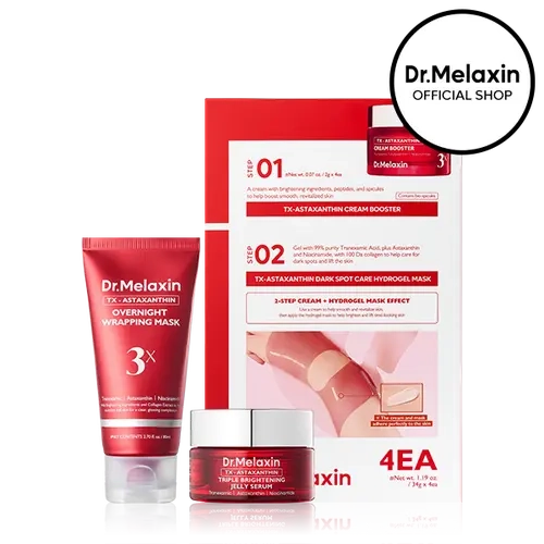 [Dr.Melaxin Official] TX-Astaxanthin 3-Step Dark Spot Brightening Bundle | TXA Serum + Overnight Mask + Hydrogel Mask