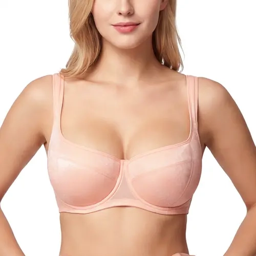 HSIA Starry Night Plus Size 4mm Lightly Padded Wide Straps Balconette Bra Underwire Bra Lifting Support High Side Coverage Natural PushUp Effect