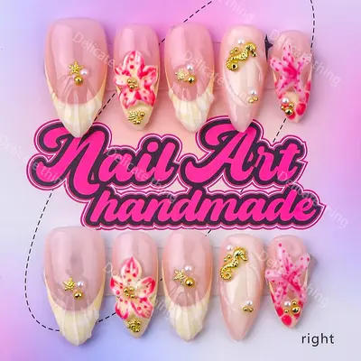 Delicatething Y2K Style Almond Nail Tips, Handmade Wearable Nails, 4 Sizes XS S M L, Perfect Gift for Girls, Includes Jelly Glue Crystal Stick and File, Almond Shape Nails