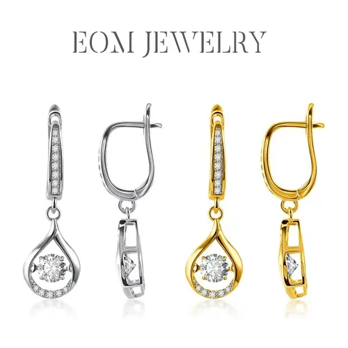 18K Gold Plated Moissanite 1ct Dreamy Drop Earrings Silver-Plated Glow of Firefly Dangle Earrings Silver-Plated Valentine's Day Wedding Engagement Anniversary Romantic Elegant Gift Daily Wear jewelry