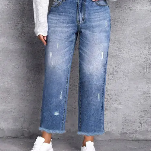Women's Loose Fit Baggy High Waist Medium Wash Denim Jeans Pants with Pocket, Casual Streetwear Style H-Type Design, All-Season Wearable, Perfect for Daily Use & Outdoor Activities Womenswear