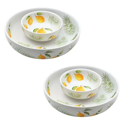 Temp-tations Set of 2 Personal Snack Tray/Chip   and Dip Bowl