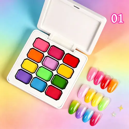 12-Color Y2K Nail Gel Set, Rainbow Colors, Dopamine Macaron, Red Series, High Saturation Shimmer, LED Nails, DIY Nail Design, Gel Polish, Nail Art #GLOBAL PICKS