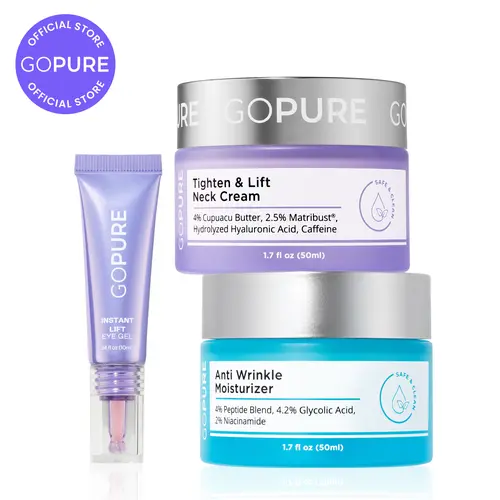 GOPURE Total Tighten & Lift Facial Trio - Eye Gel, Neck Cream, Anti Wrinkle Moisturizer