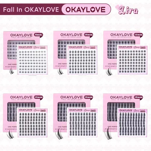 OKAYLOVE Lira Lash Clusters,One Size Eyelashes Clusters for Lira 8/ 10/ 12/ 14/ 16/ 18MM Soft Cluster Eyelash Extensions, DIY Eyelash at home Easily, Natural Makeup Girl Gifts,#backtoschool #sohochic