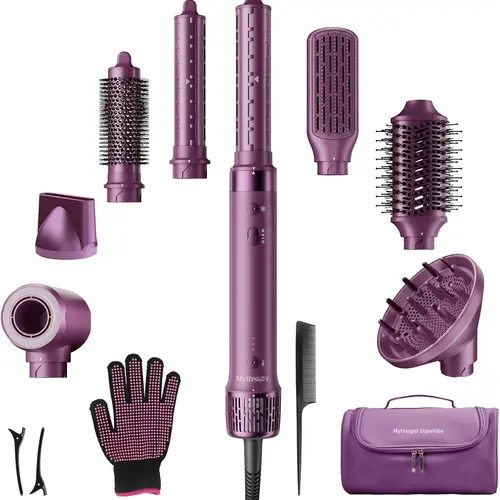 StyleVibe 8-in-1 Ionic Hot Air Styler,Auto-wrap curls, High-Speed Dryer, Volumizer, Salon blowout, Root volume, No Heat Damage, For Different Hair Types, frizzy hair, Travel Bag for Women,back to school,back to school haul