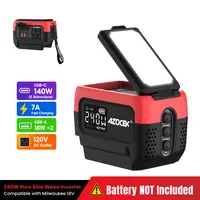 AZOCEK 240W Pure Sine Wave Portable Generator Compatible with Milwaukee 18V Battery, 140W USB-C PD 3.1 Laptop Fast Charger & 7A Rapid Battery Recharger, 120V AC Power Station with 600LM LED (Battery Not Included)