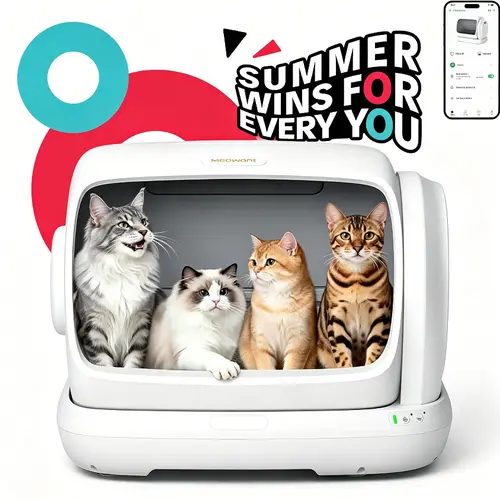 Meowant SC09 Automatic Litter Box - 106L Extra-Large Low-Entrance Self-Cleaning Cat Litter Tray with Safety Anti-Pinch Sensor, APP Control, Odor-Free Mat, Odor-Free Liner, for Pet Lovers, Summer Use