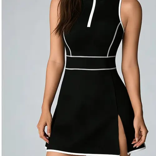 Women's Colorblock Sporty Dress, Quick-Dry Above-The-Knee Skirt, Slim-Fitting High-Waist Tennis Skirt, Sports Dress, Tennis Athletic Dress, Workout Dress, Workout Athletic Dresses