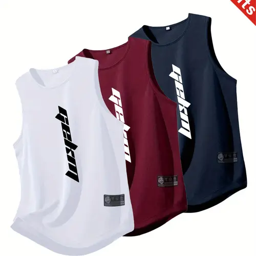 3-Pack Quick-Dry Breathable Sports Tank Tops, Sleeveless Workout Shirts, Fitness Workout Vest, Training Vest for Gym, Running, Home and Outdoor Casual Summer Wear, Activewear Sportswear Tank Top, Sporty Tank Top