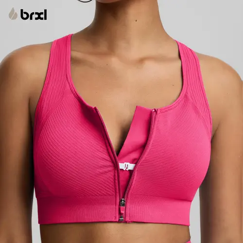 BRXL【Discount for live】 Front Zip Sprorts Bra Seamless Sewn in Pads Racerback Wide Straps Medium Impact for Running Yoga up tp 44G Gym-brxl-3,summerwins,travel essentials,camping essentials