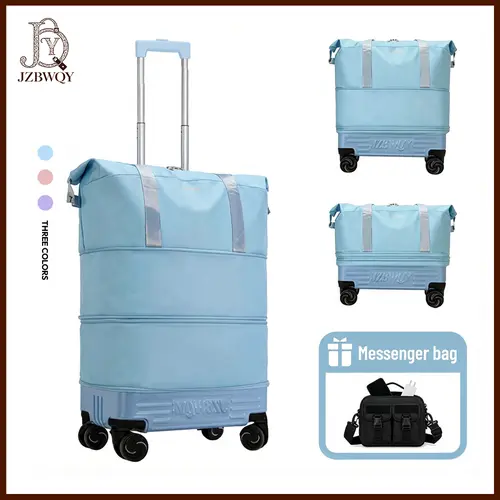 JZBWQY Foldable Expandable Travel Duffel Bag with Detachable Wheels Rolling Tote Bag with Pull Handle Multi-Purpose Duffle Bag for Travel & Moving