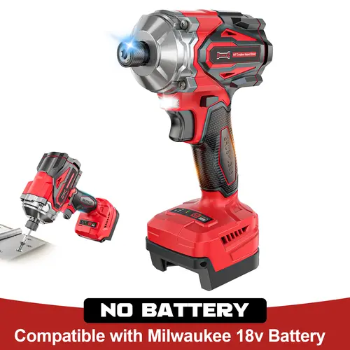Cordless Impact Driver 1/4" Compatible with Milwaukee 18V Battery(Bare Tool!!), 2800In-lbs Brushless Impact Drill, 4 Speed, 3900RPM Compact Driver Tool for Construction & Home toolupgrade