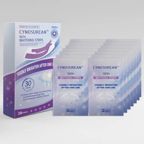 CYNOSUREAN Purple Teeth Whitening Strips (28 Count) - Peroxide-Free, Enamel-Safe, Non-Sensitive - Teeth Whitening Solution with Peel, Press, Fold, Go Application, Teethwhiteningstrips