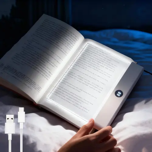 Flat Funny Smart LED Reading Lamp - Rechargeable, Adjustable Brightness, 3 Colors, Built-In Timer, Indoor Warm Lighting for Late-Night Reading, Thoughtful Gift for Book Lovers