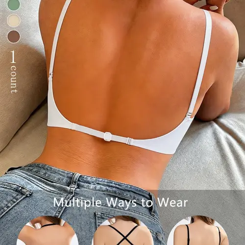 Women's Seamless Elegant Backless Bra, Convertible Multi-Strap Wireless Push-Up Bra for Wedding Dresses and Party Gowns, Multiway Strappy Bra, Elegant Bras