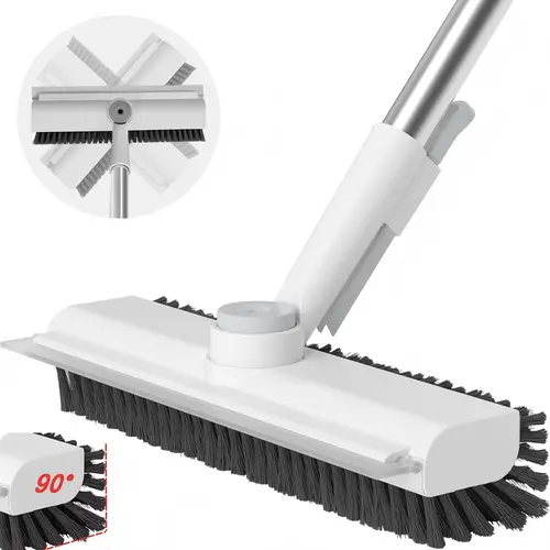 3-in-1 Head Heavy-Duty Stiff Bristle Cleaning Brush with Long Handle, Multifunctional Household Abs Pet Reptile & Amphibian Cleaning Tool, Ideal Gift for Bathroom, Garage Use