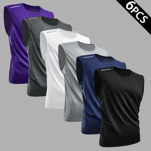 Men's Minimalist Quick-Dry Polyester Sleeveless Vest - Athletic Fit, Breathable Mesh Fabric, Moisture-Wicking Technology, Lightweight Gym Beach Wear for Running, Outdoors